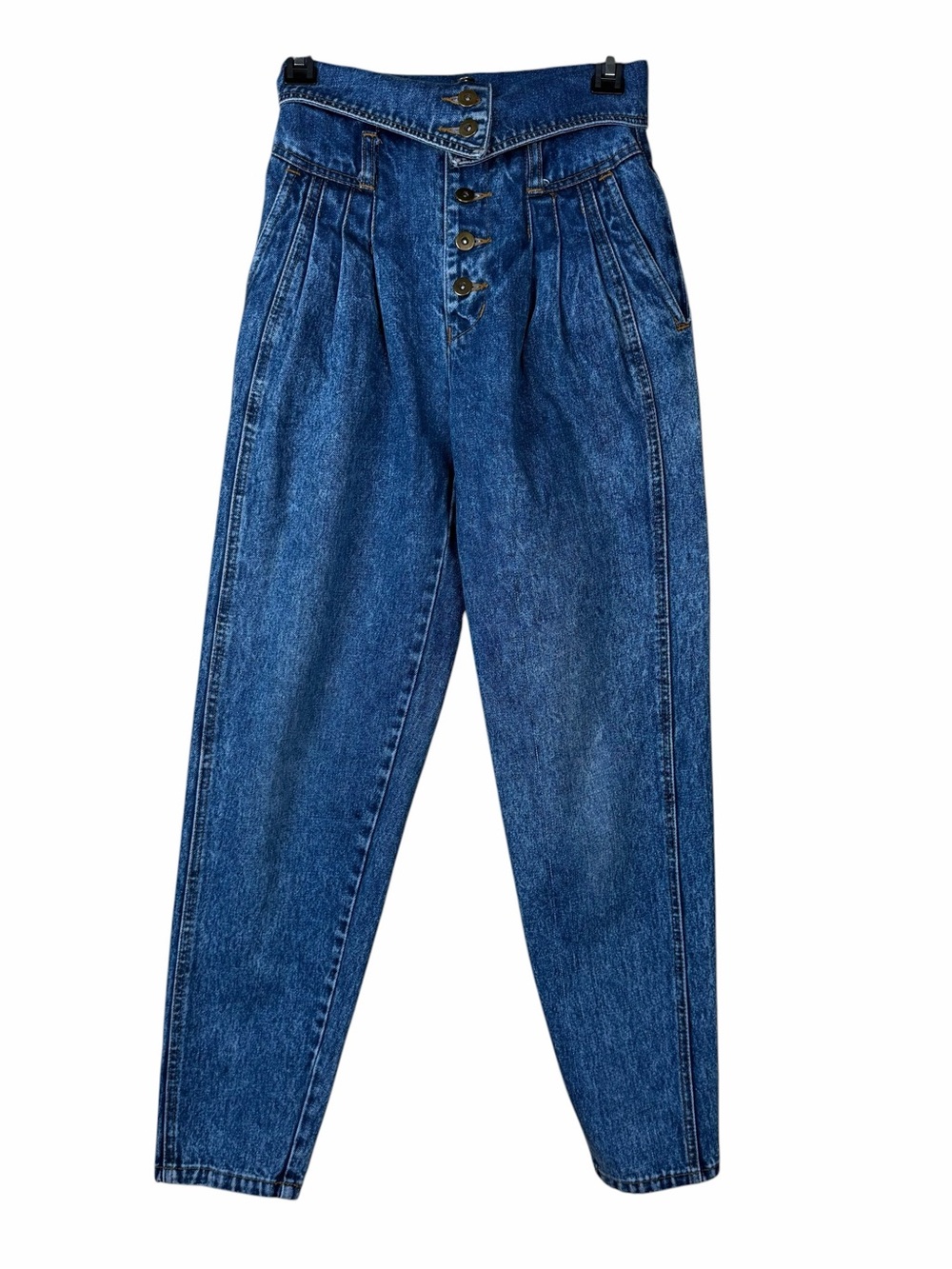 Vintage 80s RIO Tapered Jeans Women’s Size 5 High Rise Foldover Waist Pleated